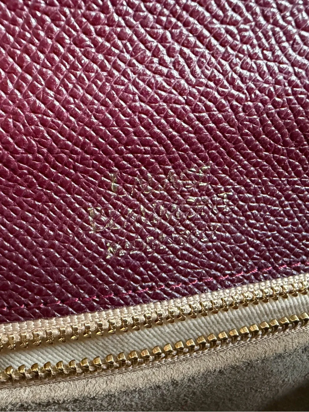 Lalage Beaumont Wine Fonteyn Mignon Leather Top-Handle Leather Satchel Purse Bag